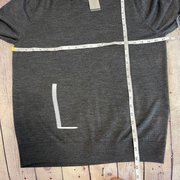 NWT Daniel Cremieux Men Signature V-Neck 100% Merino wool sweater Dark Gray - Picture 9 of 10